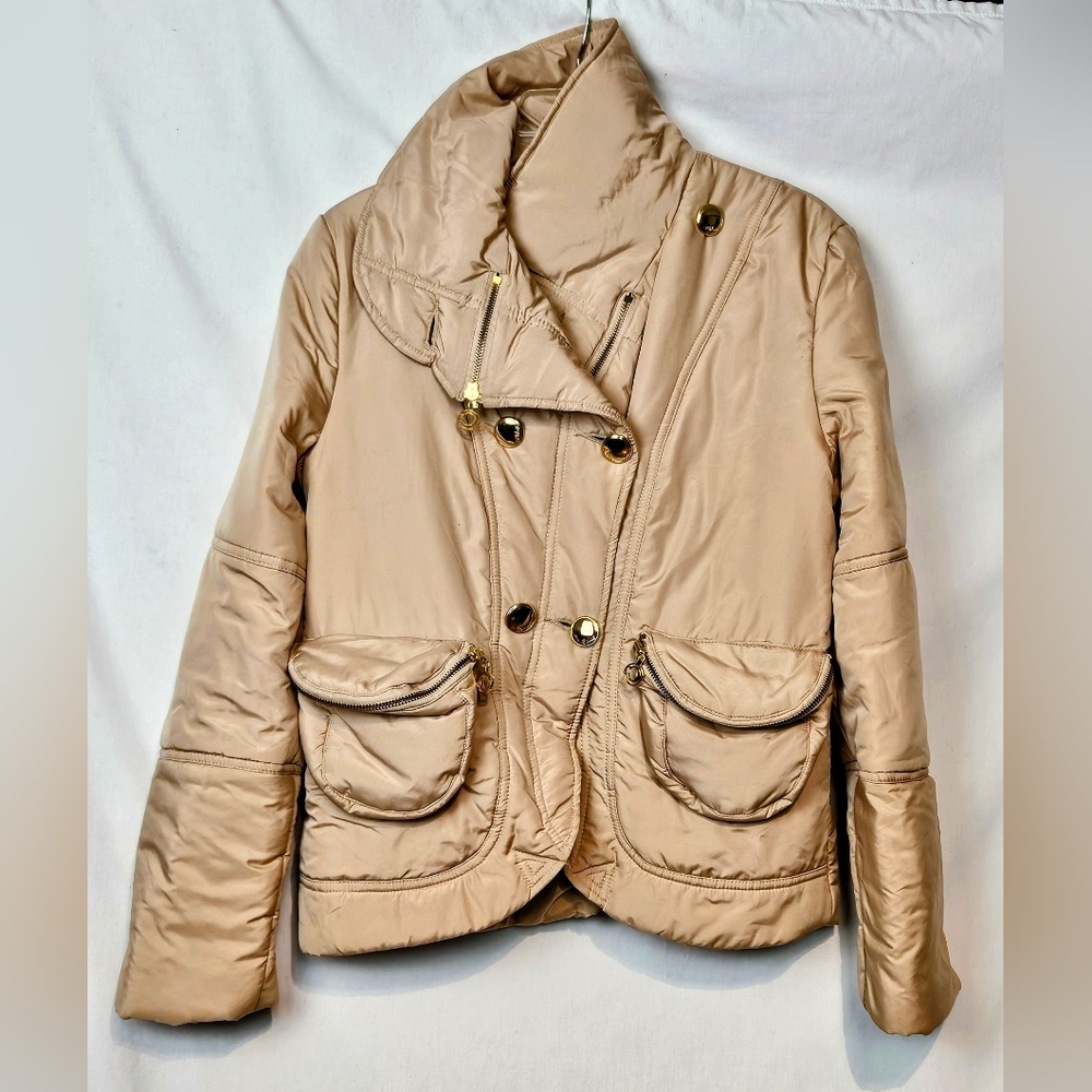 See By Chloe Tan Puffer Jacket with Quilted Texture